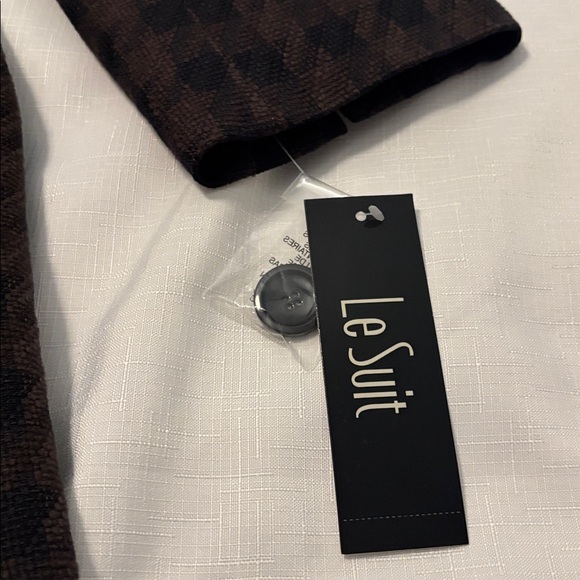 Le Suit espresso & black houndstooth belted blazer jacket SZ 18 workwear NWT - Picture 12 of 13